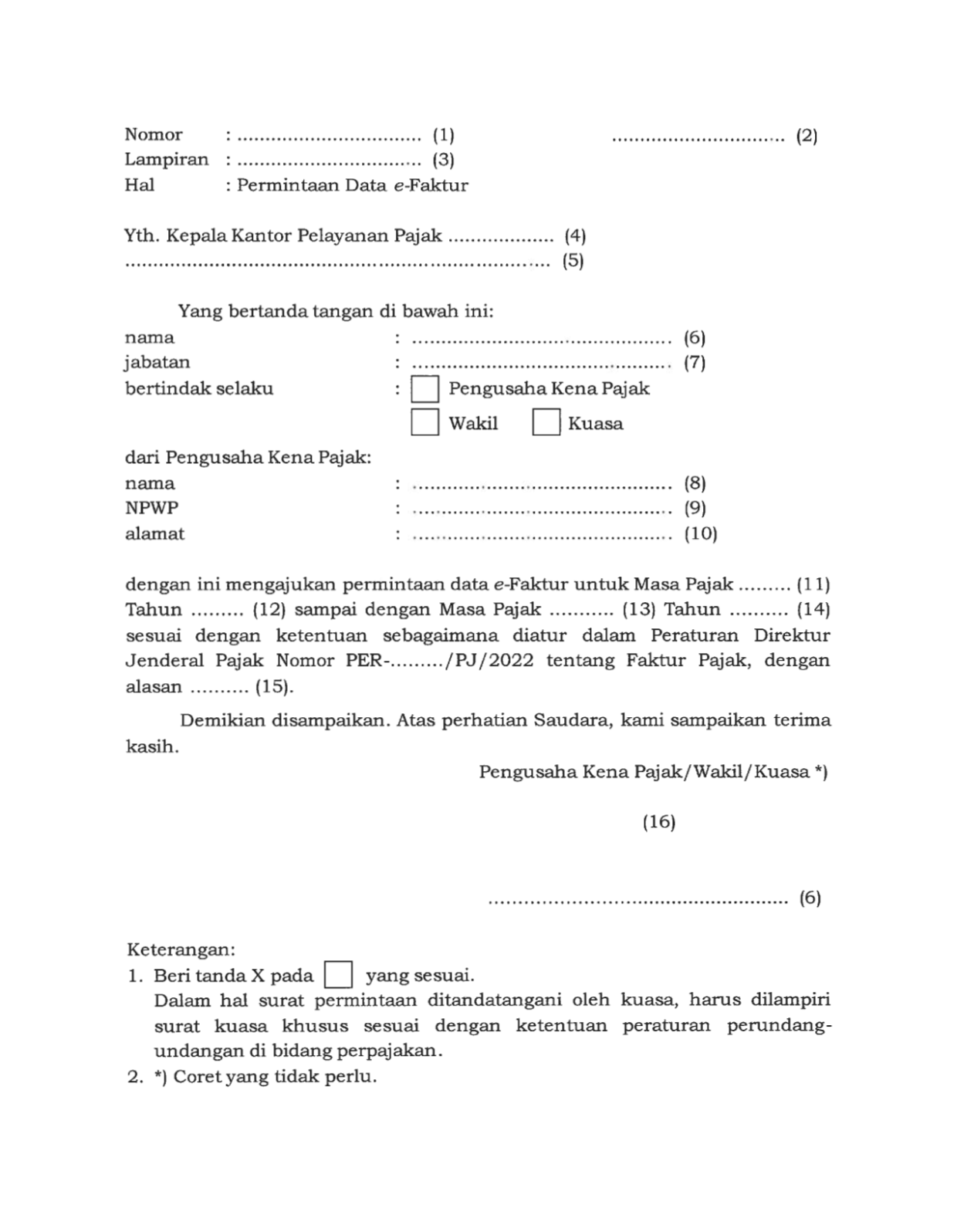  Contoh Permintaan Data Efaktur