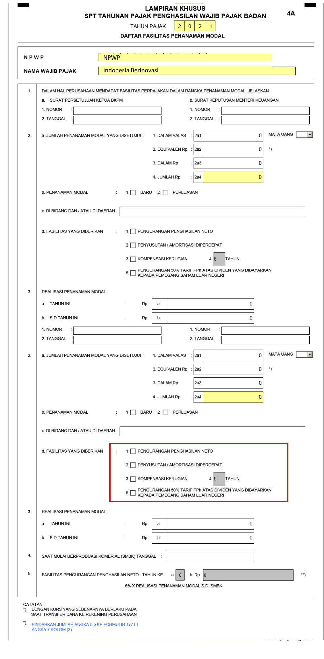 Fasilitas Eform