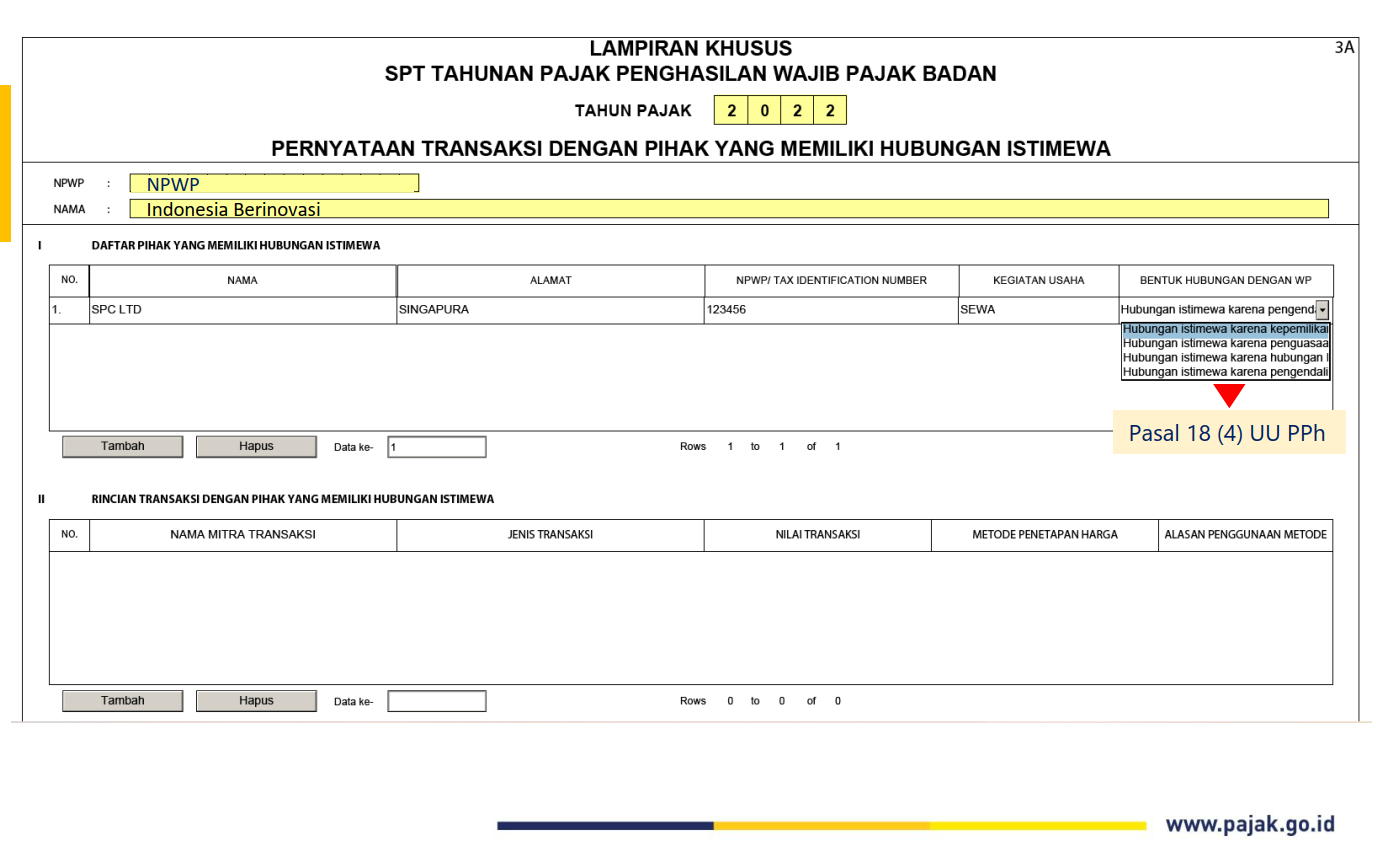 Input Hubungan Istimewa 1